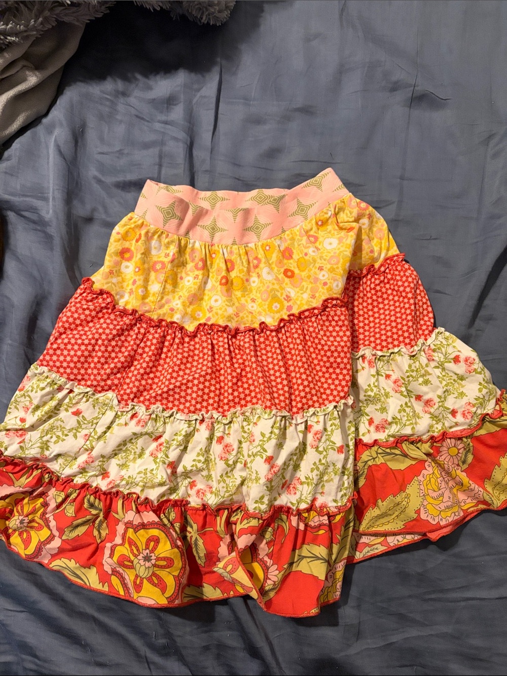 Matilda Jane Multicolor Tiered Floral Skirt - Pink, Yellow & Red